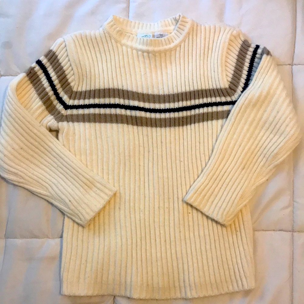 Cream Colored Sweater with Stripes by Green Dog